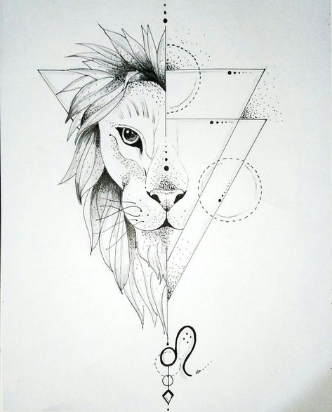 Leo Tattoo For Women Zodiac Lion, Geometric Universe Tattoo, Leo Lion Tattoos, Zodiac Leo Art, Scorpio Zodiac Tattoos, Leo Zodiac Tattoos, Geometric Lion Tattoo, Lion Art Tattoo, Leo Tattoo Designs