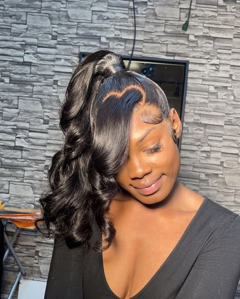 MagicMike💶 on Instagram: “A heart for a sweet heart for her sweet heart 🤩 😍😍😍 Two frontal ponytail 😎 First attempt 👅 #frontalinstall #atlantahairstylist…” Lace Front Wigs Ponytail, Frontal Ponytail, Wigs Ponytail, Long Weave Hairstyles, Frontal Wig Body Wave, Sew In Wig, Wigs Body Wave, Body Wave Lace Front Wigs, Hair 360