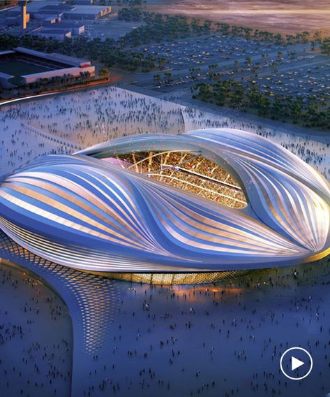 Zaha Hadid Paintings, Qatar World Cup Stadiums, Qatar Stadium, Zaha Hadid Buildings, Cup Wallpaper, Zaha Hadid Interior, World Cup Stadiums, Architecture Cool, Zaha Hadid Architecture