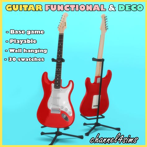 TS4: Guitar Functional and Deco | Patreon Sims 4 Functional Cc, Sims 4 Functional, Around The Sims 4, Sims Love, Sims Videos, The Sims 4 Packs, Sims 4 Game Mods, Sims 4 Cc Packs, Sims 4 Cc Furniture