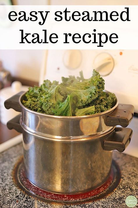 This easy side dish uses steamed kale. You can sneak so many more greens into your diet by shrinking it first. Season with sesame oil, rice vinegar, and garlic. Vegan & gluten-free. #sidedish #vegan #glutenfree #kale Steamed Kale, Vegan Holiday, Kale Recipes, Nutter Butter, Easy Side Dish, Baked Tofu, Vegan Eats, Kale Chips, Sandwiches For Lunch