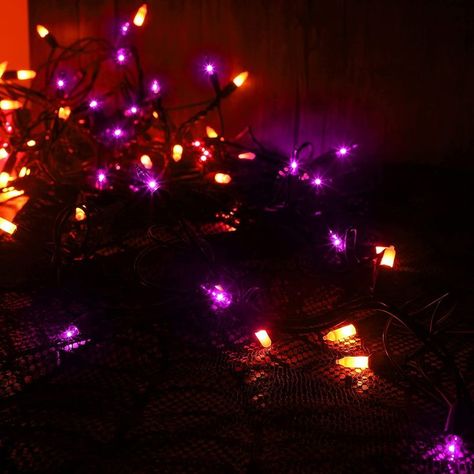 Purple And Orange Halloween, Purple String Lights, Orange String Lights, Halloween Lighting Outdoor, Lights For Patio, Xmas Tree Lights, Wire Fairy, Wire Fairy Lights, Mini String Lights