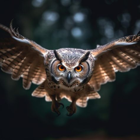 Owls AI Images | Free download Owl Face, Owl Flying, Owl Front View, Owl Looking Down, Flying Owl, Owl Reference Photography, Great Horned Owl Flying, Owls Flying Photography, Open Wings