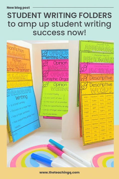 Writing Office Folders, Expository Writing Activities, Narrative Writing Checklist, Student Writing Folders, Narrative Writing Lessons, Writing Reference, Second Grade Writing, Classroom Organization Elementary, Writing Office