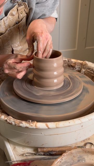 Elyssa Sasongko on Instagram: "The throwing and handle attaching of my curvy mugs! #pottery #ceramics #wheelthrown #slowmade #handmade #smallbusiness #shopsmall #shoplocal #clay #potterylove #potterystudio #potterylife #art #homestudio" Throwing Pottery Aesthetic, Wheel Throwing Aesthetic, Ceramic Art Wheel, Pottery Throwing Aesthetic, The Great Pottery Throw Down, Ceramics Throwing Ideas, Ceramic Throwing Ideas Pottery Wheel, Ceramics On The Wheel, Ceramic Wheel Throwing