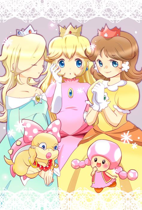 Princess Peach And Daisy, Princess Peach Mario Kart, Mario Anime, Peach And Daisy, Harmonie Mario, Mario Fanart, Princess Rosalina, Super Princess Peach, Super Mario Princess