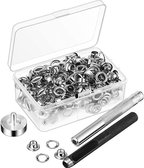 Grommet Tool Kit, Grommet Setting Tool and 100 Sets Grommets Eyelets with Storage Box (1/ 4 Inch Inside Diameter): Amazon.co.uk: DIY & Tools Grommet Tool, Eyelets & Grommets, Hole Puncher, Punch Tool, Plastic Box Storage, Snap Fasteners, Diy Shoes, Marble Countertops, Plastic Storage