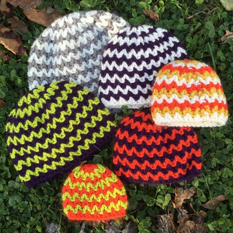 Quick and Simple Crocheted Chevron Hat Crochet Chevron Hat, Preemie Crochet, Crochet Chevron, Crochet Baby Hat Patterns, Baby Crochet Patterns Free, Quick Crochet Patterns, Baby Hat Patterns, Crochet Cap, Haken Baby