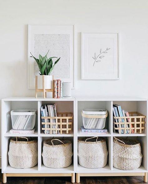 Cutest #shelfie award goes to @annakadavidson 👌🏼 love the idea to use belly baskets in square cubes! #howihaven Decor Shelves, Apartment Decoration, Cube Storage, Bedroom Storage, Apartment Living, Small Apartments, Storage Ideas, First Home, Interior Design Living Room