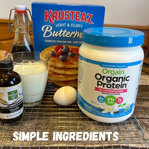 Krusteaz Buttermilk Protein Pancake Mix Recipe Krusteaz Protein Pancake Mix Recipes, Krusteaz Pancake Mix Recipes, Krusteaz Pancakes, Vanilla Protein Pancakes, Pancake Mix Muffins, Krusteaz Pancake Mix, Easy Protein Pancakes, Gluten Free Pancake Mix, Pancake Mix Recipe