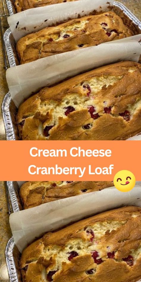 Cream Cheese Cranberry Loaf - Discover the delightful flavors of our Cream Cheese Cranberry Loaf recipe! This easy-to-make treat combines creamy goodness with tangy cranberries for... Cranberry Recipes Easy, Keto Cranberry Recipes, Deserts With Cream Cheese, Cranberry Loaf, Fresh Cranberry Recipes, Apple Dessert Recipes Easy, Cranberry Bread Recipes, Lemon Loaf Recipe, Cranberry Dessert