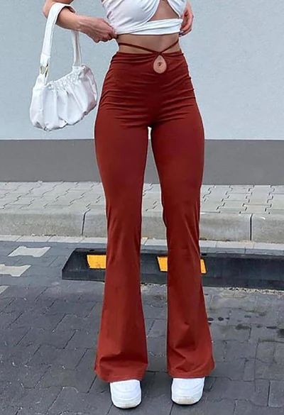 2022 Bottoms Online Store | Sale Bottoms | AnotherChill.com – Page 2 Y2k Flare Pants, Doudoune The North Face, Top Bustier, High Waist Trousers, Low Waist Jeans, Fashion Bottoms, Pants Brown, Flare Leg Pants, Ankle Length Pants