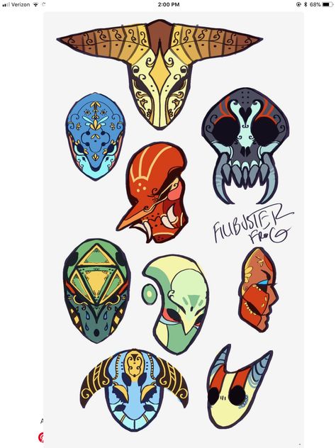 Masks Art Drawing, Cool Masks Designs Ideas, Mask Rpg, Mask Design Drawing, Mutant Character Design, Fae Character Design, Dragon Fae, Fae Lore, Fae Characters