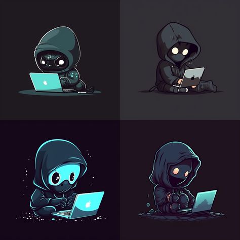 cute dark hacker using notebook, minimalist logo --upbeta --v 5 --q 2 Coding Dp, Hacker Drawing, Gaming Dp, Cybersecurity Logo, Coding Motivation, Hacker Tattoo, Programmer Stickers, Hacker Logo, Hacker Art