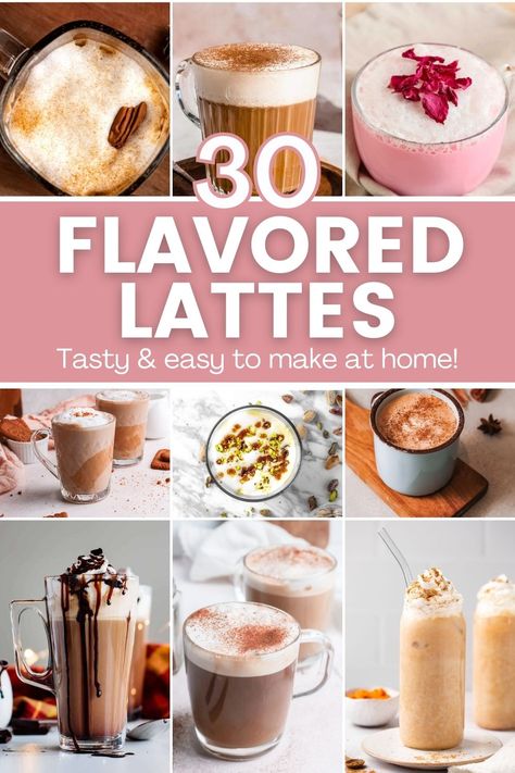 Flavored Latte Recipes, Latte Flavor Ideas, Breakfast Beverages, Speciality Coffee Recipes, Flavored Coffee Recipes, Barista Recipe, Coffee Recipes Hot, Iced Latte Recipe, Homemade Latte