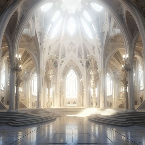 White Kingdom Aesthetic, Goddess Temple Concept Art, Fantasy Temple Aesthetic, Ethereal Ballroom, White Castle Interior, Angelic Architecture, Fantasy Temple Interior, Fantasy Temple Art, Elven Temple