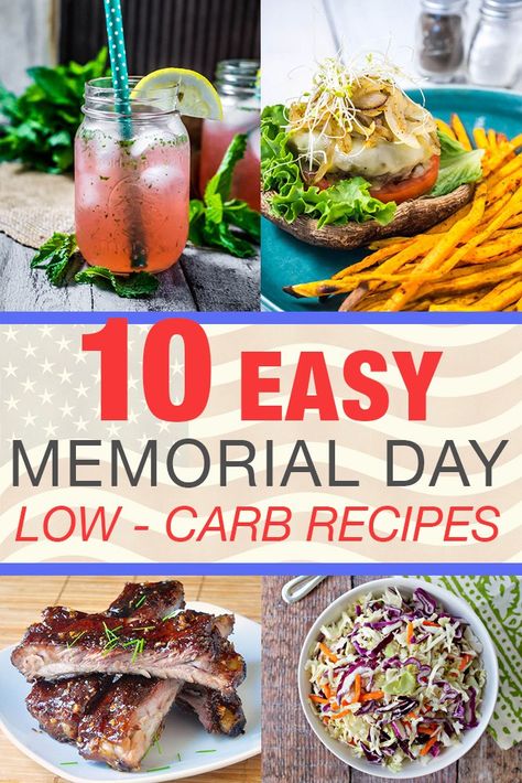 Holiday parties can be tough to navigate when you’re trying to be healthy, so check out these 10 Low-Carb Memorial Day Recipes for a healthy cookout... Healthy Cookout, Low Carb Paleo Recipes, Memorial Day Foods, Memorial Day Recipes, Healthy One Pot Meals, Low Carb Holiday, Healthy Party Food, Low Carb Protein, Low Carb Side Dishes