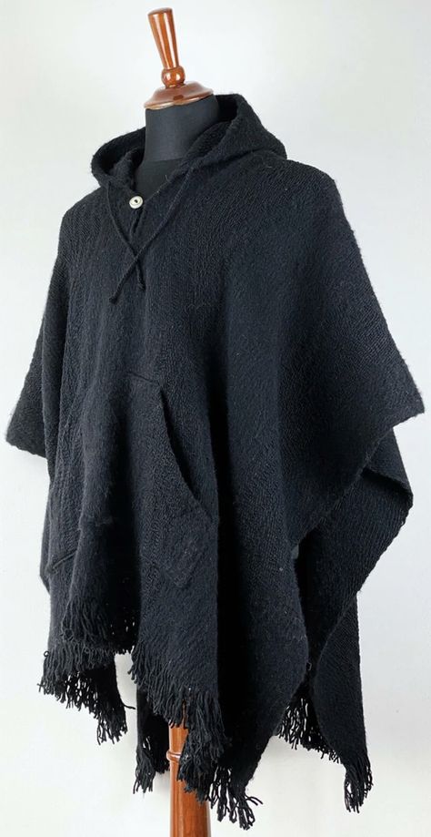 Men’s Poncho, Poncho Outfit Men, Male Witch Aesthetic Fashion, Male Witch Outfit, Lunar Punk, Poncho Fashion, Poncho Men, Mens Poncho, Poncho Outfit