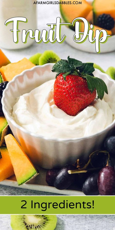 This 2-ingredient Fruit Dip recipe makes the perfect sweet and tangy, creamy-fluffy dessert dip! It's easy, versatile, and a real crowd-pleaser. Grab your favorite fresh fruit and dig in! Easy Fruit Dip 2 Ingredients, Summer Entertaining Recipes, Fruit Dip Recipe, Easy Fruit Dip, Dip Easy, Dessert Dip, Fruit Dips Recipes, Unique Desserts, Dessert Dips