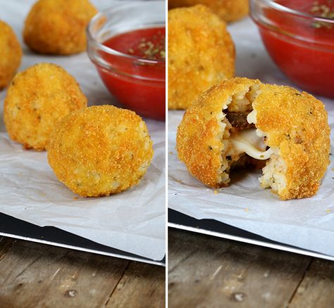 Gluten Free Arancini (Rice Balls) Arancini Rice Balls, Arancini Balls, Gluten Free On A Shoestring, Gluten Free Appetizers, Gluten Free Flour Blend, Gf Recipes, Mashed Potato, Rice Balls, Thanksgiving Desserts