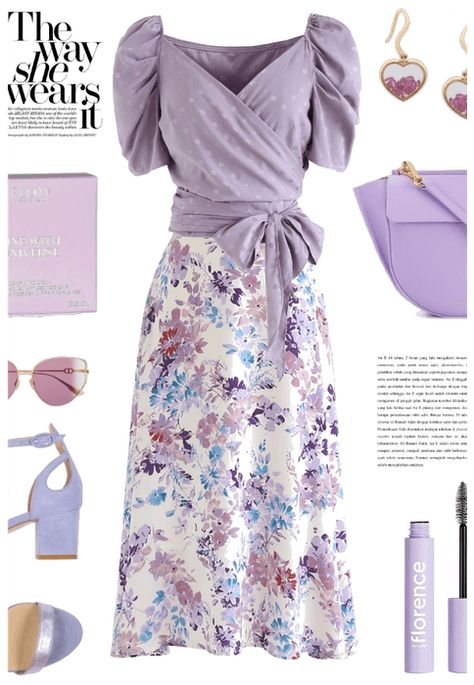 Love Lavender Outfit | ShopLook Lavender Dress Outfit Casual, Lavender Outfit Ideas Casual, Lavender Fashion Outfits, Lavender Casual Outfit, Lavender Summer Outfit, Lavander Outfits Casual, Elegant Dresses For Women Over 40, Lavender Skirt For Summer, Lavender Skirt And Top