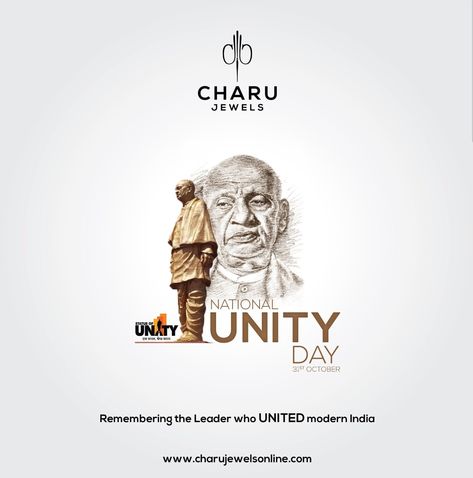 "Unity has enough power to defeat problems" National Unity Day  #CharuJewels #Jewels #NationalUnityDay #Unity #Jewellery #Diamonds #RealDiamonds #Trendy #Traditional #RealDiamondJewellery National Unity Day Creative Ads, Unity Day Poster, Bangle Storage Ideas In Wardrobe, Hair Poster Design, National Unity Day, Sardar Patel, Simple Poster Design, Brick Bonds, Jewellery Diamonds