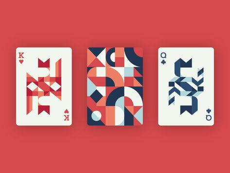 Playin Cards Design - Geometric and Abstract by Ruben Albrecht on Dribbble Themed Playing Cards, Creative Playing Cards Design, Geometric Card Design, Card Game Graphic Design, Poker Graphic Design, Playing Cards Design Graphics, Play Cards Design, Abstract Illustration Geometric, Deck Of Cards Design