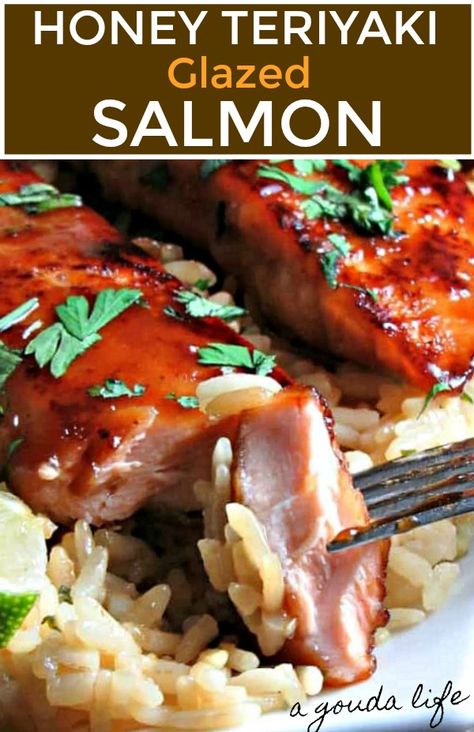 Honey Teriyaki Salmon, Honey Glazed Salmon Recipe, Teriyaki Glazed Salmon, Baked Teriyaki Salmon, Salmon Teriyaki Recipe, Honey Glazed Salmon, Honey Salmon, Teriyaki Glaze, Uk Food