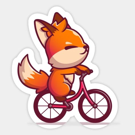 Riding Bike, Bike Rider, Cute Fox, Bmx, Sticker Design, Cycling, Fox, Mario Characters, Bike