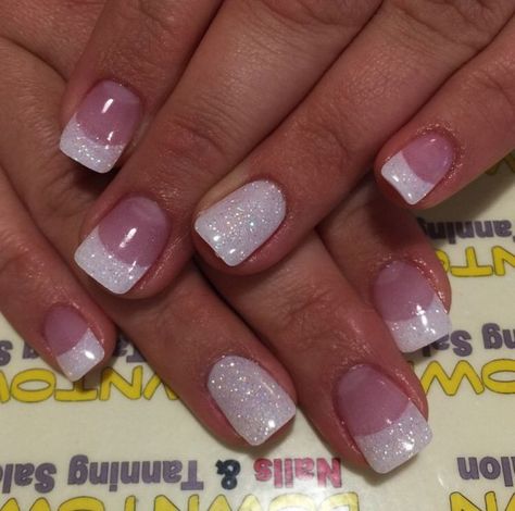 French Gel Manicure with Glitter | Nextgen glitter French tips unghie gel, gel unghie, ricostruzione ... Unghie Sfumate, Manicure Nail Designs, Glittery Nails, French Manicure Nails, Classic Nails, Wedding Nails Design, Nail Art Wedding, Nails Polish, Bride Nails