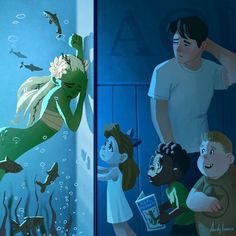 This Artist Illustrated A Story About A Green Mermaid That Hits People In The Feels Mermaid Stories, Mermaid Drawings, Art Mignon, Green Mermaid, Mermaids And Mermen, Wallpaper Animes, Arte Inspo, Mermaid Art, 판타지 아트