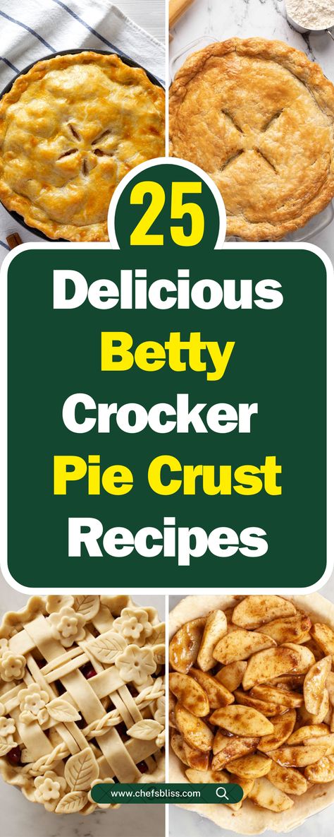 25+ Delicious Betty Crocker Pie Crust Recipes for Every Occasion! – ChefsBliss Pie Crust Recipe Betty Crocker, Ritz Cracker Pie Crust, Easy Pie Crust With Crisco, Pillsbury Pie Crust Recipes Desserts, Betty Crocker Pie Crust Recipe, Betty Crocker Pie Crust, Pillsbury Pie Crust Recipes, Deep Dish Pie Crust, Whole Wheat Pie Crust