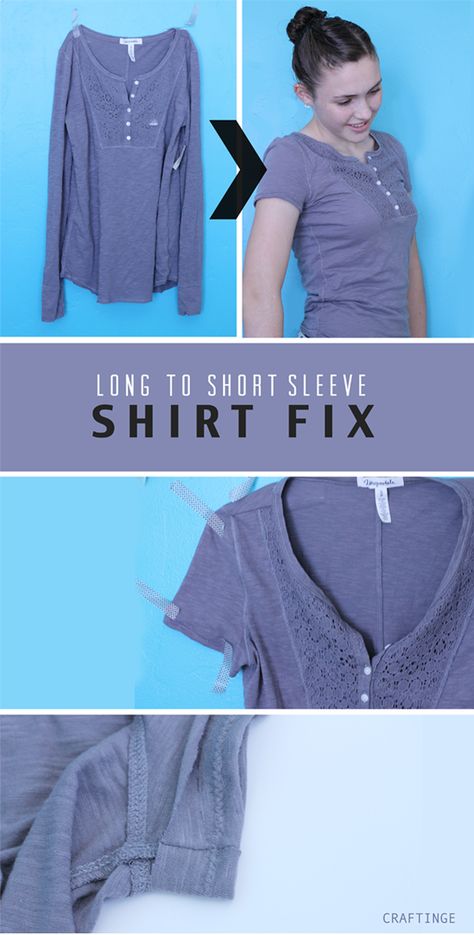 How To Turn a Long Sleeve Shirt into a Short Sleeve One Diy Summer Clothes, Short Shirt, Sleeves Ideas, Clothes Diy, Fabulous Fabrics, Refashion Clothes, How To Turn, T Shirt Diy, How To Sew