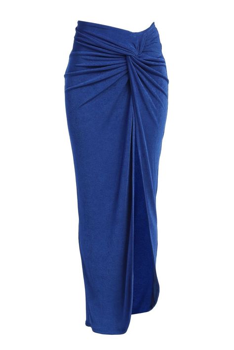 Cowl Drape Dress, Royal Blue Skirts, Knot Skirt, Twisted Skirt, Afghan Fashion, Diy Skirt, Elegant Dresses Classy, Everyday Fashion Outfits, Pleated Chiffon