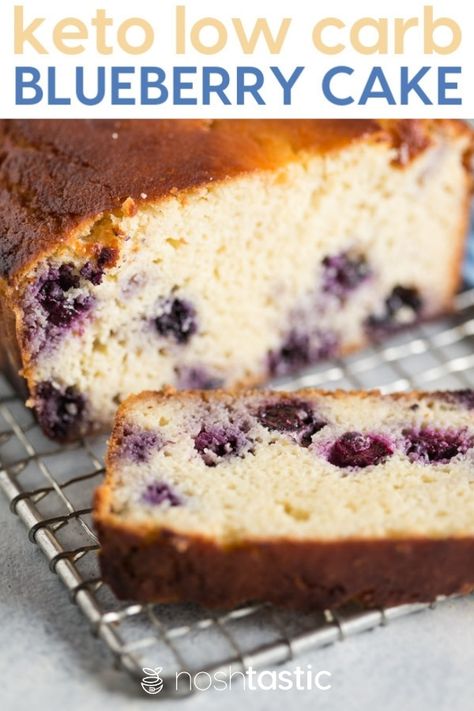 Low Carb Blueberry Cake with lemon, y'all this is a delish recipe that's a lot like pound cake. A Keto cake that's perfect with a cup of tea or a slice is a great option for your keto or low carb breakfast! | www.noshtastic.com | #baking #bluberries #cake #noshtastic #glutenfree #lowcarb #keto #ketodiet #ketogenic #ketorecipes #ketogenicdiet #lowcarbrecipe #hflc #lchf Low Carb Blueberry, Keto Approved Foods, Keto Diet Vegetables, Dessert Mousse, Best Keto Bread, Postre Keto, Low Carb Treats, Keto Cake, Blueberry Cake