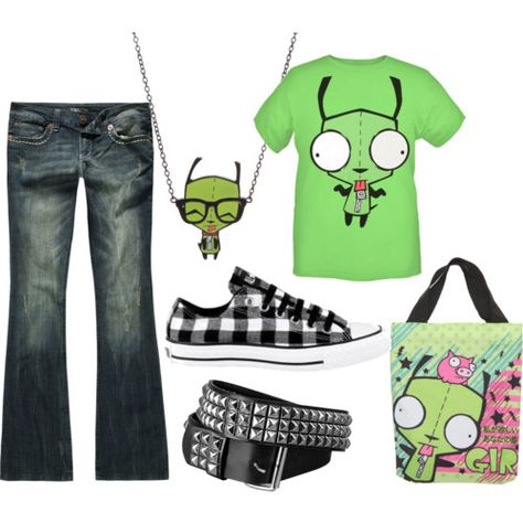 YES! <3 Invader Zim and Gir is my favorite character! Gir Invader Zim Clothes, Gir Invader Zim Outfits, Invader Zim Clothes, Invader Zim Outfit, Scenecore Outfit, Scene Kid Outfits, Scene Clothing, Zim Gir, Fav Character