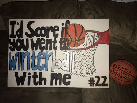 Sadies Dance Proposals Basketball, Winter Ball Sign Ideas, Prom Posals Ideas Basketball, Dance Proposal Basketball, Basketball Winter Formal Proposal, Winter Formal Proposal Basketball, Sadie’s Proposal Ideas Basketball, Basketball Sadies Proposals, Snowball Poster Ideas