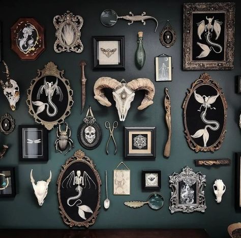 Artwork At Home, Oddities Decor, Dark Home Decor, Goth Home, Goth Home Decor, Dark Home, Goth Decor, Gothic Home, Witchy Decor