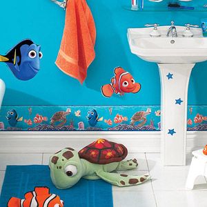 Disney - Nemo Room Appliques...this is really for anna to look at Finding Nemo Bathroom, Nemo Bathroom, Disney Themed Rooms, Disney Bathroom, Casa Disney, Kid Bathroom Decor, Girl Bathrooms, Disney Rooms, Baby Bathroom