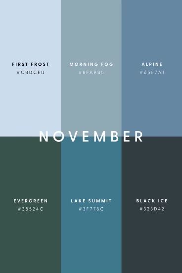 November Color Palette, Color Hunt, November Colors, Bright Blue Sky, Pantone Colour Palettes, Color Design Inspiration, Hex Color Palette, Winter Color Palette, Palette Design