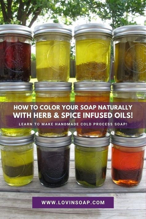 In this tutorial I’ll take you step-by-step through how to color your handmade soap naturally wiht herb and spice infused oils! This method is easy and works very well for most natural colorants when coloring your handmade cold process soap. Infusing oil helps to prevent the grainy or speckled look you may get when you add spice or herb powders to traced soap! We’ll go over both the cold infusion and heat infusion processes. Click through to the blog for the instructions! Happy soaping! Natural Soap Colorants, Homemade Cold Process Soap, Natural Soaps Recipes, Cold Pressed Soap, Natural Colorants, Cold Process Soap Recipes, Soap Colorants, Swirl Soap, Soap Recipe