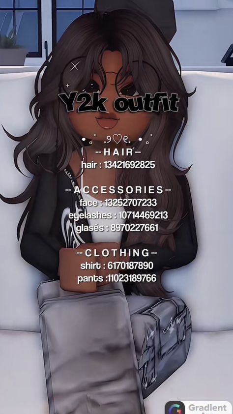 Brookhaven Hot Outfit Codes, Barry Avenue Codes Outfit Y2k, Blocksburg Outfit Codes￼, Emo Fits, Preppy Decal, Y2k Girl, Badass Outfit, Y2k Outfit Ideas, Code Black