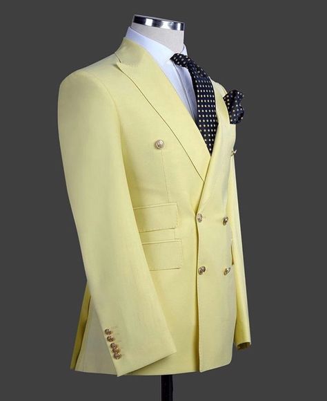 Pastel Yellow Suit Men, Tailored Yellow Suit For Semi-formal Occasions, Luxury Yellow Men's Suits, Tailored Yellow Suit With Notch Lapel, Yellow Semi-formal Suit With Notch Lapel, Summer Suits Men, Men's Business Suits, Yellow Suit, Classy Suits