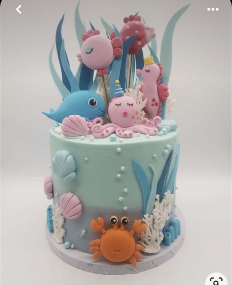 Whale Birthday Cake, Ocean Birthday Cakes, Kue Fondant, Spongebob Cake, Ocean Cakes, Animal Birthday Cakes, Peppa Pig Cake, Sea Cakes, Beach Cakes