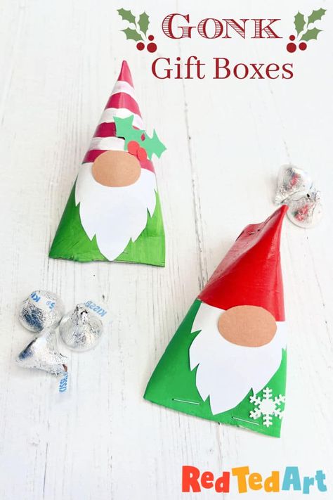 Diy Kids Ornaments, Gnome Gift Box, Christmas Gonks, Christmas Knomes, Cardboard Tube Crafts, Tube Crafts, Ornaments Diy Kids, Gnome For Christmas, Red Ted Art