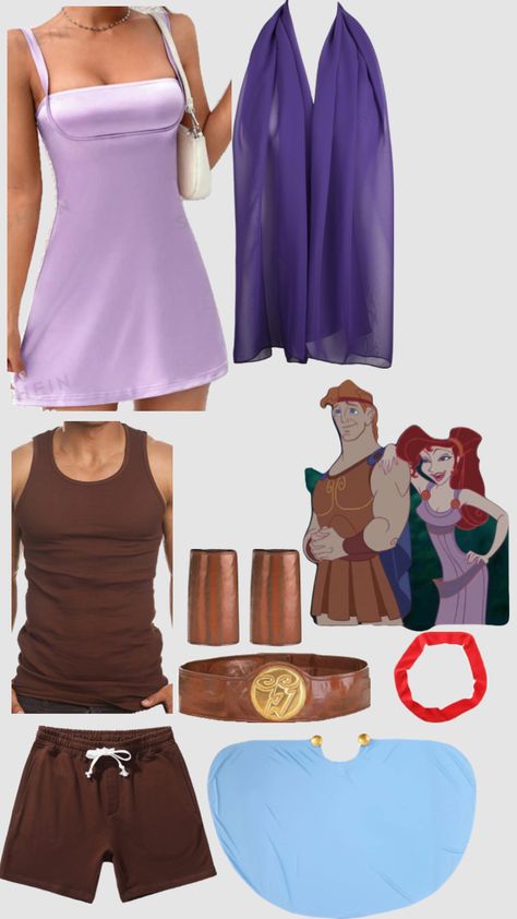 halloween - hercules and megara Halloween Hercules And Meg, Hercules Costume Woman, Hercules And Meg Halloween Costume, Meg And Hercules Costume Diy, Megra Halloween Costume, Diy Hercules Costume, Hercules Muses Costume, Megara Hairstyle, Megara Costume Halloween