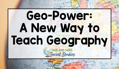 If you are looking for some ideas for how to teach geography to middle school students, you might this approach called Geo-Power! Teaching Geography High School, Geography Projects For Middle School, How To Teach Geography, Geography Lesson Plans Middle School, Geography Games Middle School, Social Studies Teaching Strategies, Middle School Geography, Geography Project, Us Geography