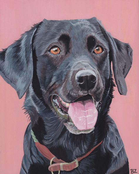 Black Labrador Portrait, Black Lab Illustration Art, Black Lab Acrylic Painting, Black Dog Painting Easy, Black Dog Acrylic Painting, Black Lab Painting Acrylic Easy, Black Labrador Art, Black Lab Drawing, Black Lab Watercolor