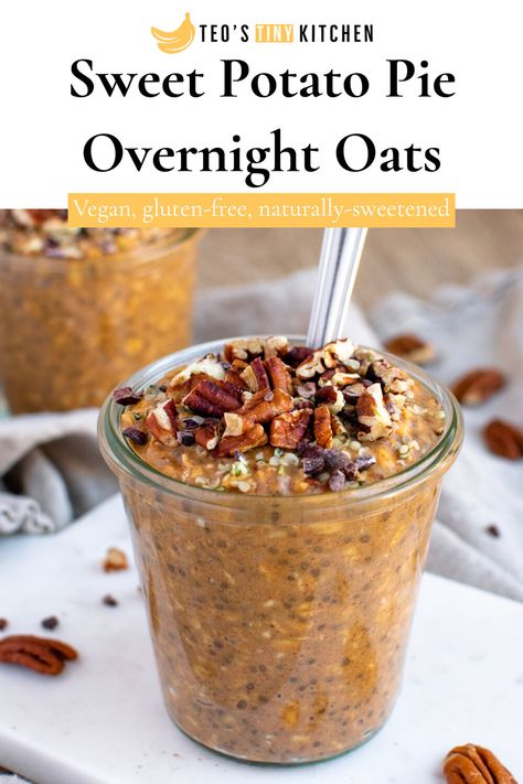 Oat Breakfast Recipes, Delicious Overnight Oats, Overnight Oats Recipe Easy, Sweet Potato Puree, Oats Recipes Breakfast, Oat Breakfast, Pumpkin Pie Oatmeal, Vegan Overnight Oats, Oat Recipes Healthy