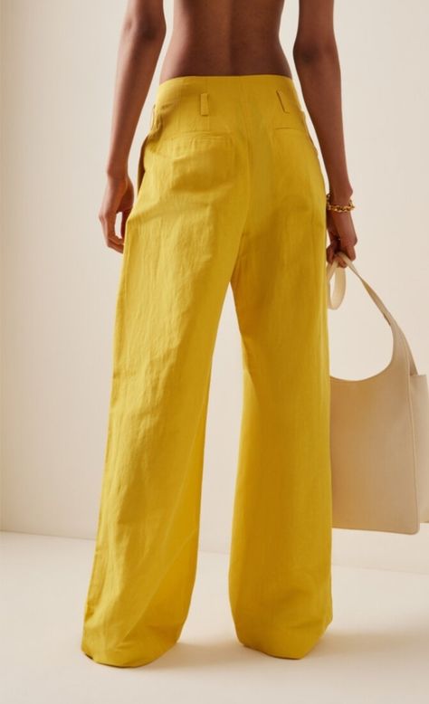 Yellow Linen Pants, Oversized Tailoring, Linen Fashion, Wide Leg Linen Pants, Linen Style, Cool Street Fashion, Ulla Johnson, Linen Pants, Moda Operandi